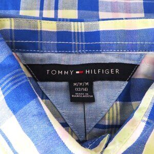 NWT Boy's Tommy Hilfiger SS Plaid Shirt Medium 12/14